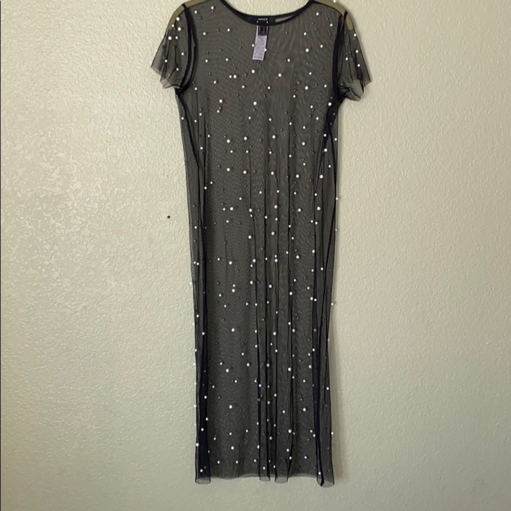 Mesh dress with beading